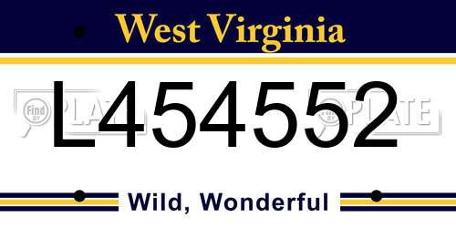 L454552 West Virginia License Plate