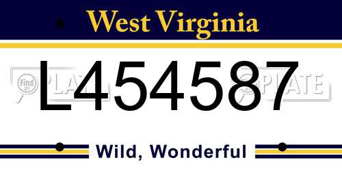 L454587 West Virginia License Plate