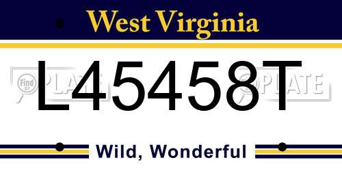 L45458T West Virginia License Plate