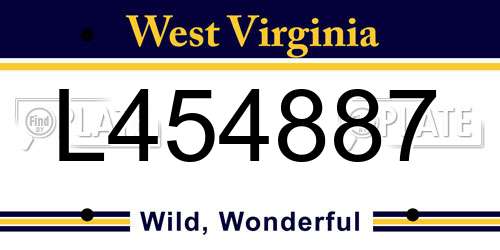 L454887 West Virginia License Plate