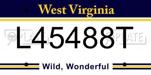 L45488T West Virginia License Plate
