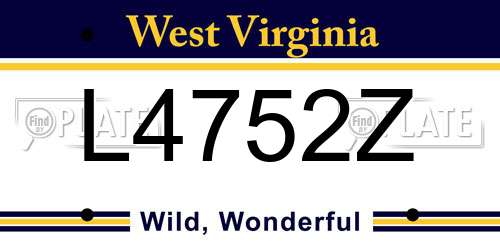 L4752Z West Virginia License Plate