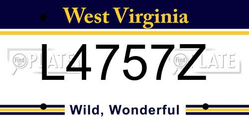 L4757Z West Virginia License Plate