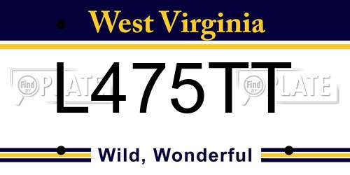 L475TT West Virginia License Plate