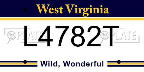L4782T West Virginia License Plate