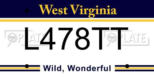 L478TT West Virginia License Plate