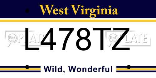 L478TZ West Virginia License Plate