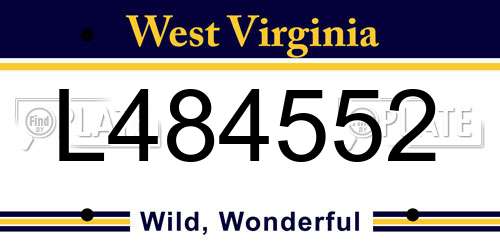 L484552 West Virginia License Plate