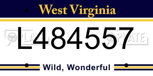L484557 West Virginia License Plate