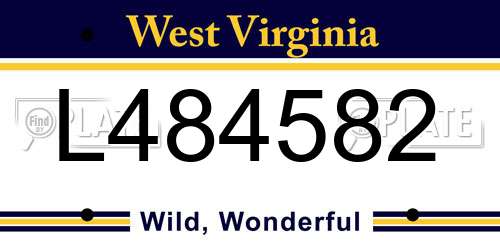 L484582 West Virginia License Plate