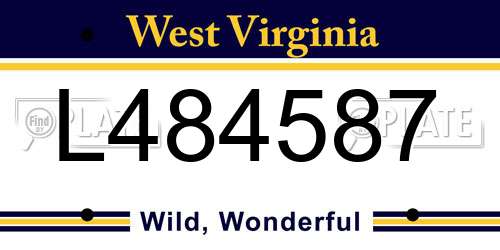 L484587 West Virginia License Plate