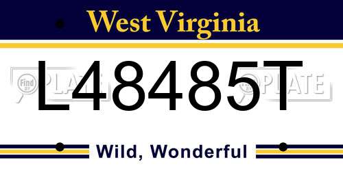 L48485T West Virginia License Plate