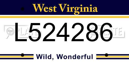 L524286 West Virginia License Plate