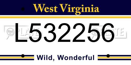 L532256 West Virginia License Plate