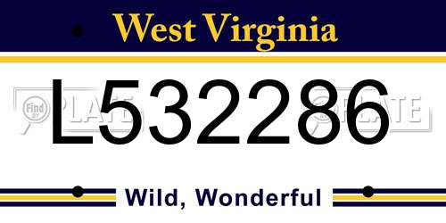 L532286 West Virginia License Plate