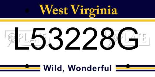 L53228G West Virginia License Plate