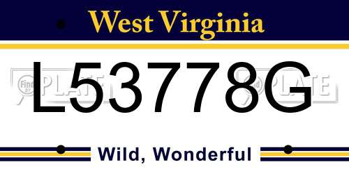 L53778G West Virginia License Plate