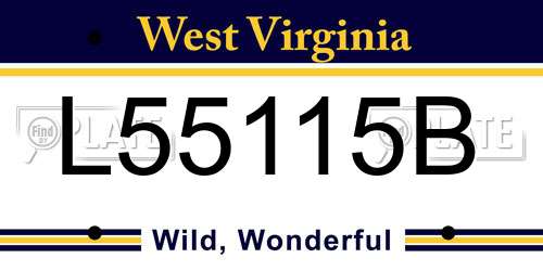 L55115B West Virginia License Plate