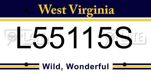 L55115S West Virginia License Plate