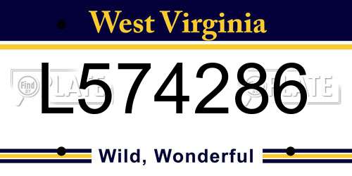 L574286 West Virginia License Plate