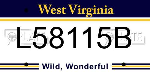 L58115B West Virginia License Plate