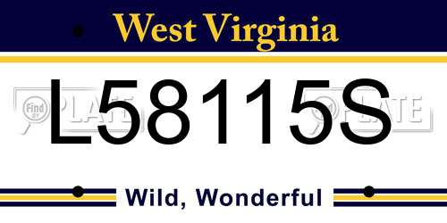 L58115S West Virginia License Plate