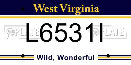 L6531I West Virginia License Plate