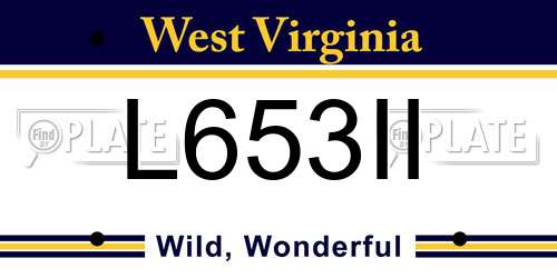 L653II West Virginia License Plate