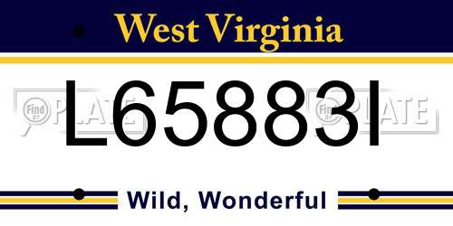 L65883I West Virginia License Plate