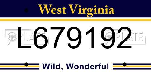L679192 West Virginia License Plate