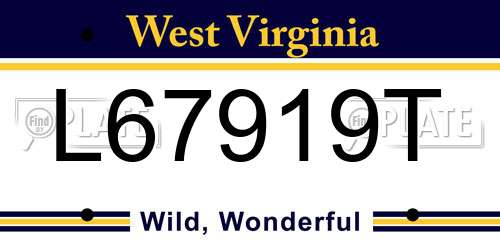 L67919T West Virginia License Plate