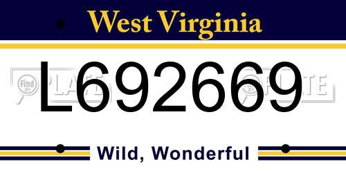 L692669 West Virginia License Plate