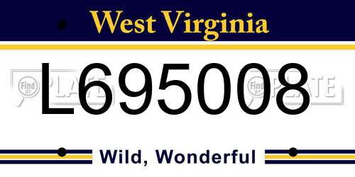 L695008 West Virginia License Plate