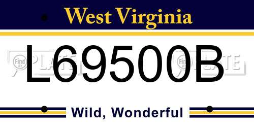L69500B West Virginia License Plate