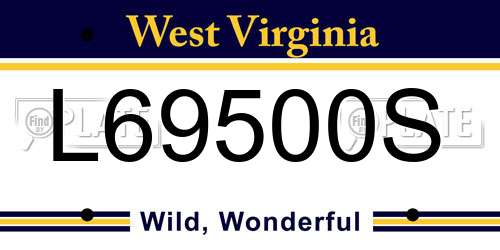 L69500S West Virginia License Plate