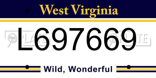 L697669 West Virginia License Plate
