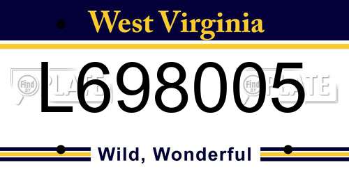 L698005 West Virginia License Plate