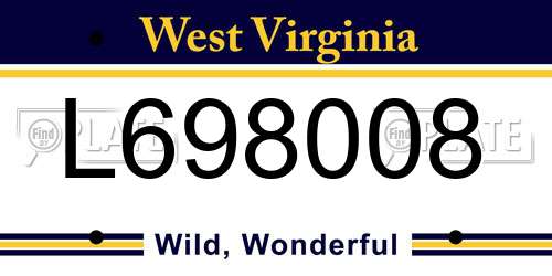 L698008 West Virginia License Plate