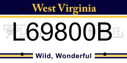 L69800B West Virginia License Plate