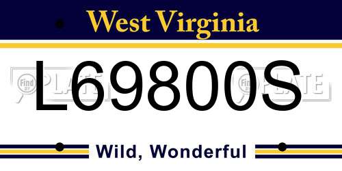 L69800S West Virginia License Plate