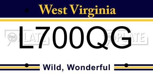 L700QG West Virginia License Plate