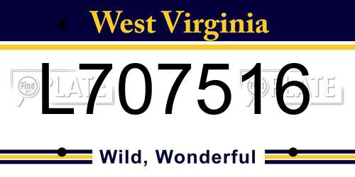 L707516 West Virginia License Plate