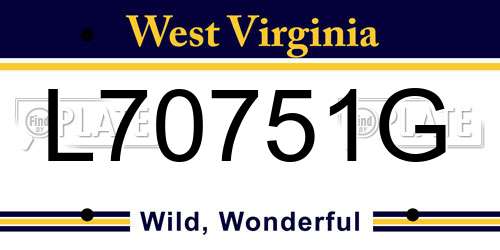 L70751G West Virginia License Plate