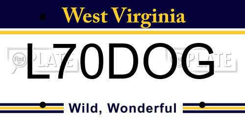 L70DOG West Virginia License Plate