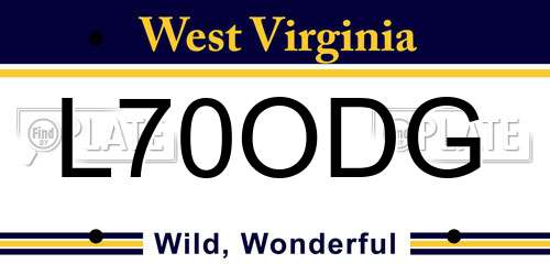 L70ODG West Virginia License Plate