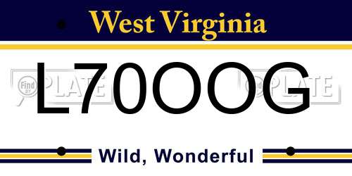 L70OOG West Virginia License Plate