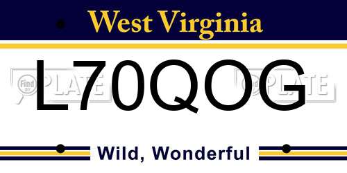 L70QOG West Virginia License Plate