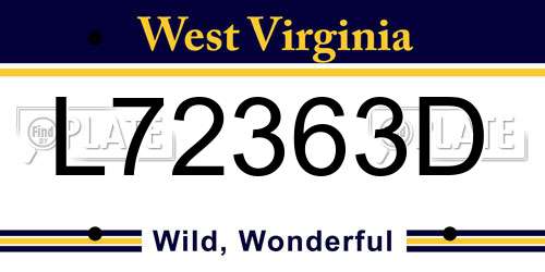 L72363D West Virginia License Plate
