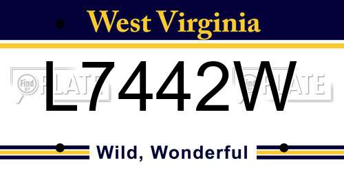 L7442W West Virginia License Plate