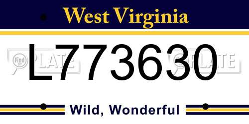 L773630 West Virginia License Plate